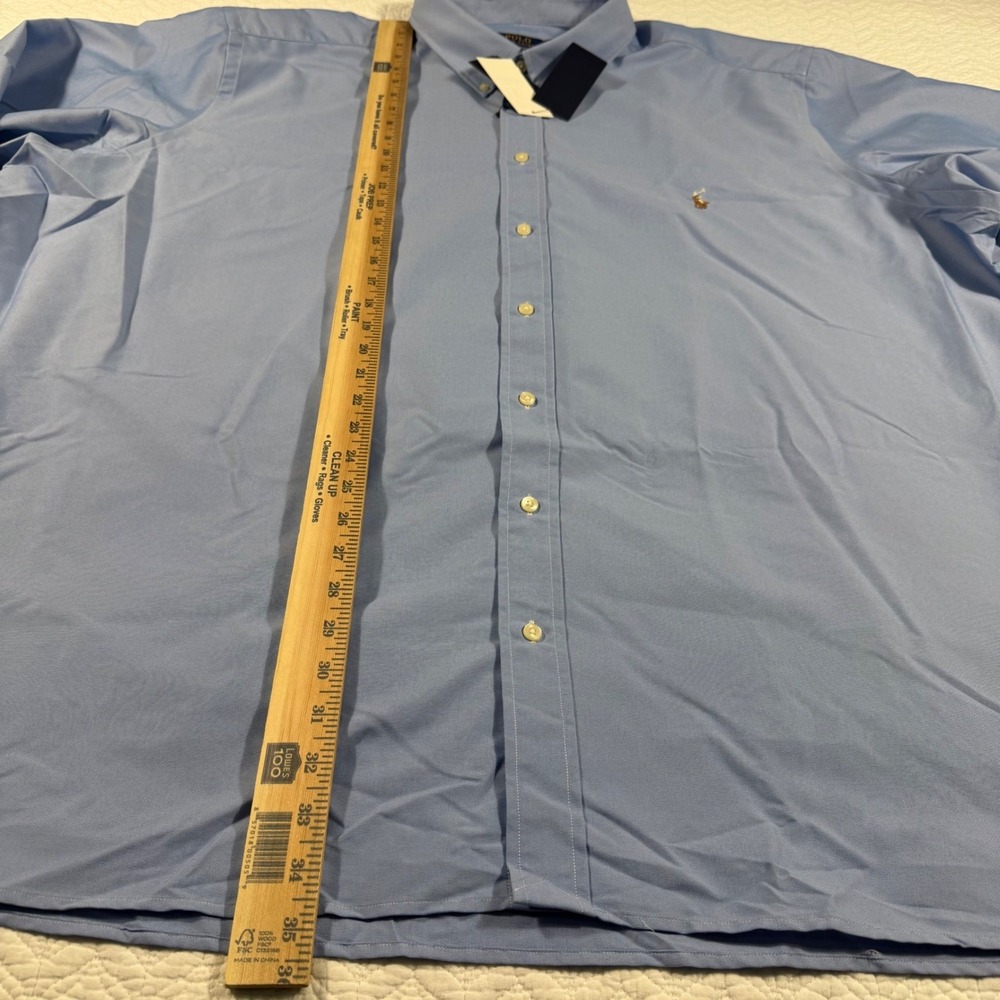 NWT Polo Ralph Lauren Men Performance Button Up Shirt Blue 4XB Wicking Coolmax - Picture 9 of 10